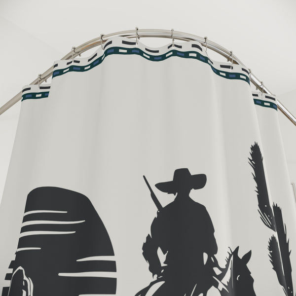 Western Shower Curtain 71" x 74" One-Side Print, Durable 100% Polyester, Water Repellent with Hook Holes, Bathroom Decor