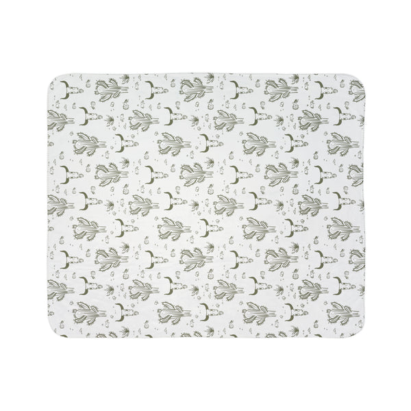 Throw Blanket Midwestern Cacti Fleece Sherpa Blanket