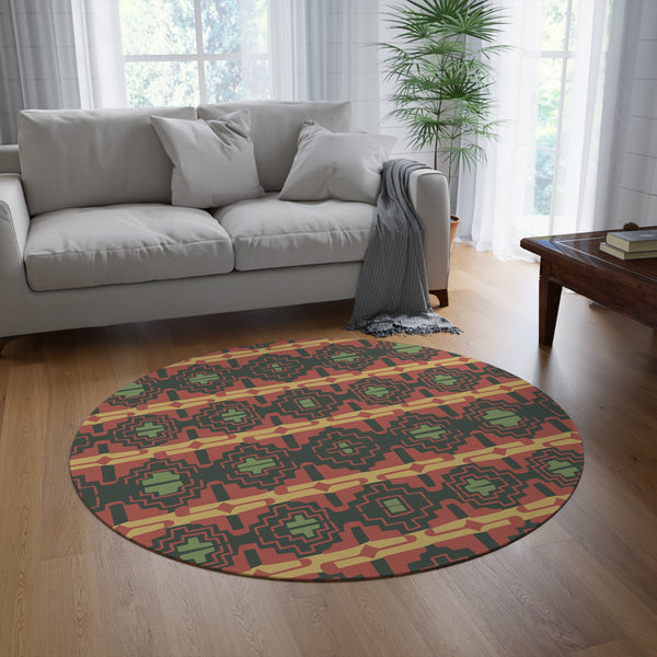 Round Rug Southwestern Rio Valley Groove Print, One Size
