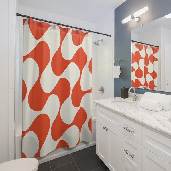 Mod Wave Shower Curtains for Bathroom Retro Curtain for Shower
