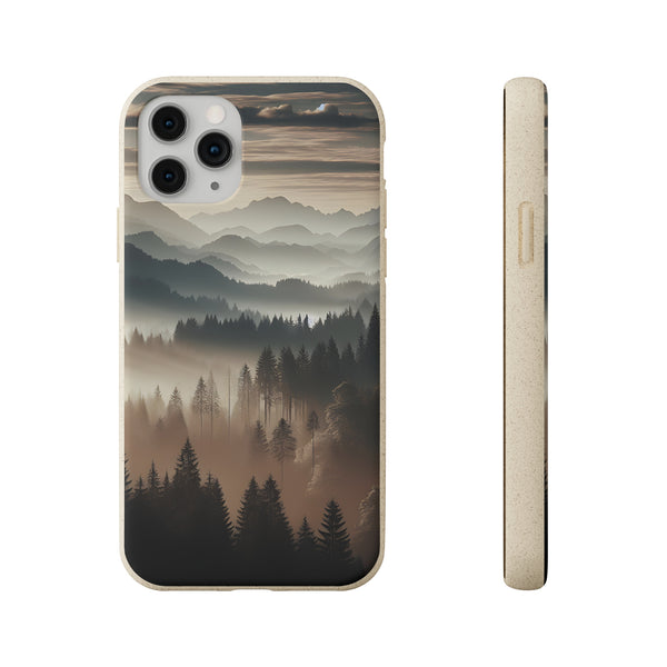 Biodegradable Cases, Eco-Friendly Phone Cover, Sustainable Tech Accessories, Mountain Tree Cloud Scenic View Case, Compostable Smartphone