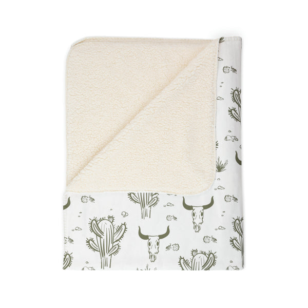 Throw Blanket Midwestern Cacti Fleece Sherpa Blanket