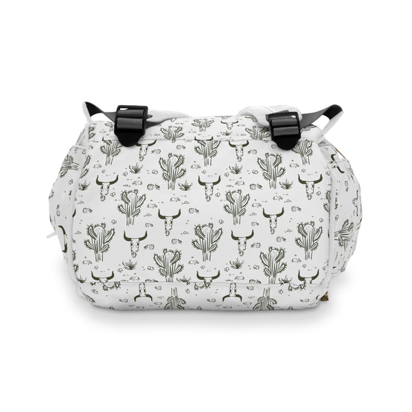 Western Diaper Backpack Bag Cacti Cow Print Multifunctional Baby Bag for Diapers and Accessories