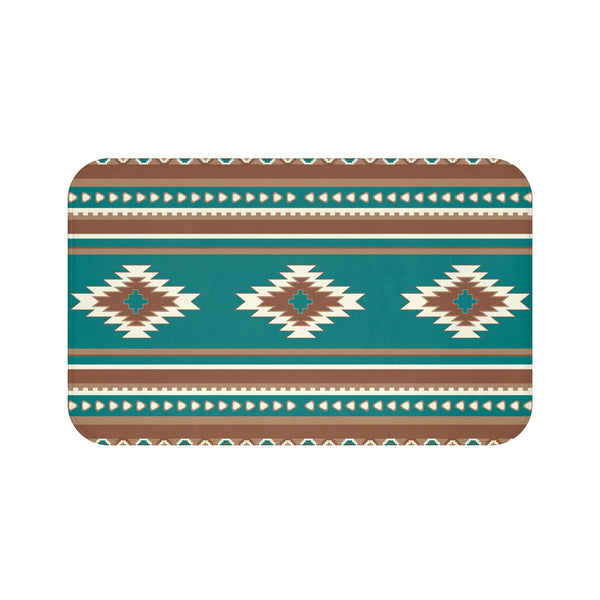 Bath Mat Boho Bath Mat Bathroom Mat Turquoise Diamonds Bathroom Mat Southwestern Bathroom Decor