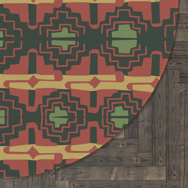 Round Rug Southwestern Rio Valley Groove Print, One Size