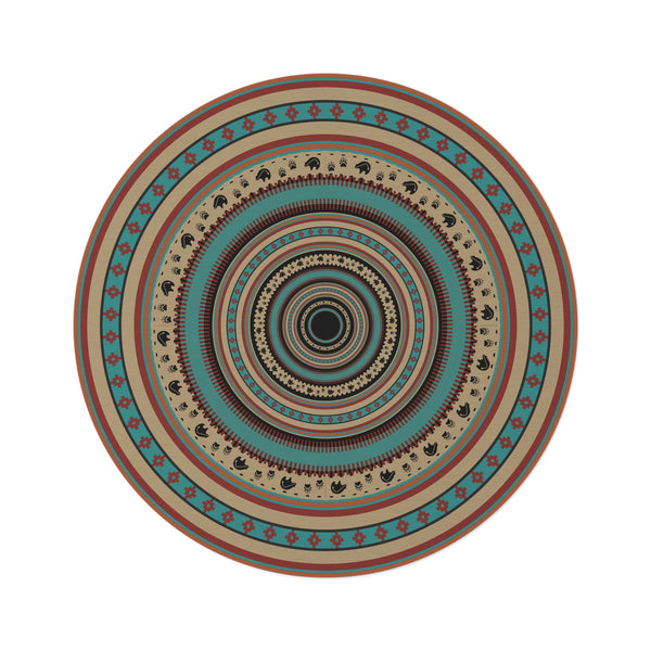 Boho Living Room Round Rug Southwestern Boho Print Polyester Chenille One Size Accent Rug for Office Bedroom Rug