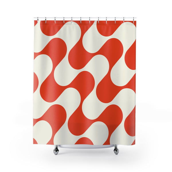 Mod Wave Shower Curtains for Bathroom Retro Curtain for Shower