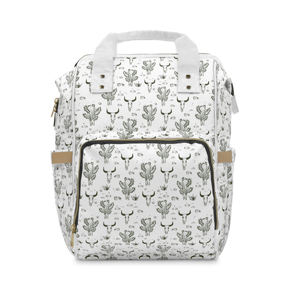 Western Diaper Backpack Bag Cacti Cow Print Multifunctional Baby Bag for Diapers and Accessories
