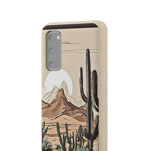 Phone Case, Rustic Desert Scene iPhone Samsung Biodegradable Cover - Eco-Friendly Sustainable Cactus Print, Arizona Joshua Tree Gift
