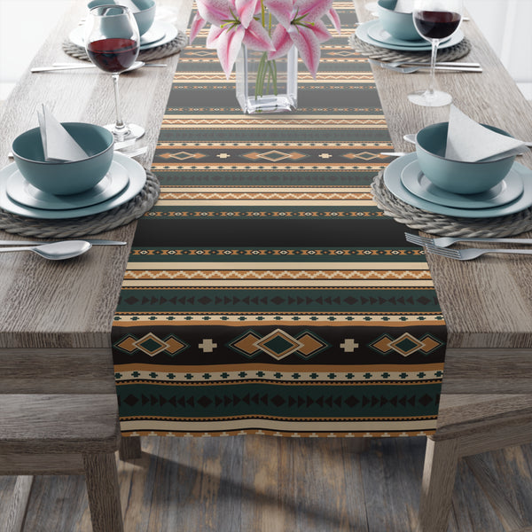Southwestern Table Runner (Cotton or Poly), Two Sizes Rolling Hills Print