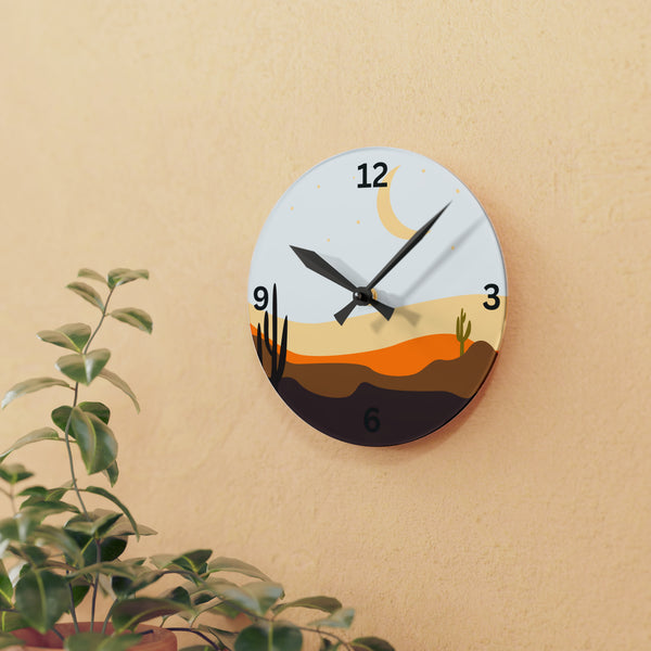 Wall Clock Desert Serenity: Cacti Acrylic Wall Clock - Unique Southwestern Decor. Round or Square