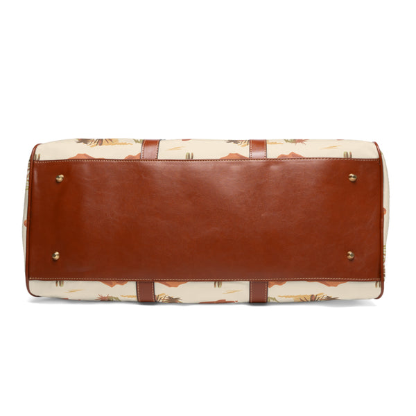 Southwestern Desert Cacti Waterproof Duffle Bag, Travel Tote, Overnight Bag, Vegan Leather Weekender, Desert Print Gym Bag