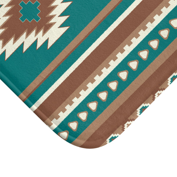 Bath Mat Boho Bath Mat Bathroom Mat Turquoise Diamonds Bathroom Mat Southwestern Bathroom Decor