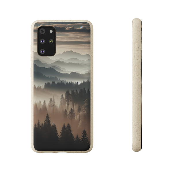 Biodegradable Cases, Eco-Friendly Phone Cover, Sustainable Tech Accessories, Mountain Tree Cloud Scenic View Case, Compostable Smartphone