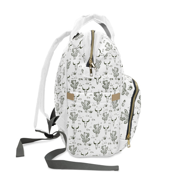 Western Diaper Backpack Bag Cacti Cow Print Multifunctional Baby Bag for Diapers and Accessories