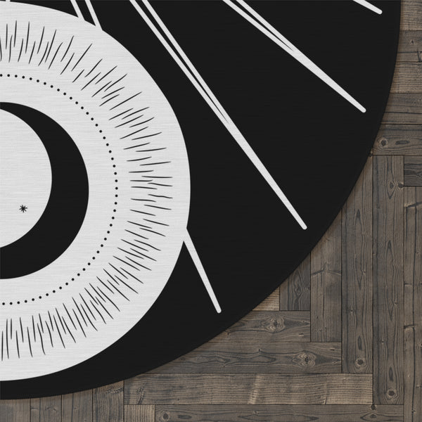 Round Rug Yin Yang Celestial Carpet, Polyester Chenille