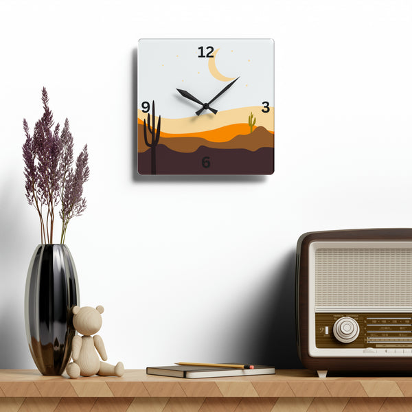Wall Clock Desert Serenity: Cacti Acrylic Wall Clock - Unique Southwestern Decor. Round or Square