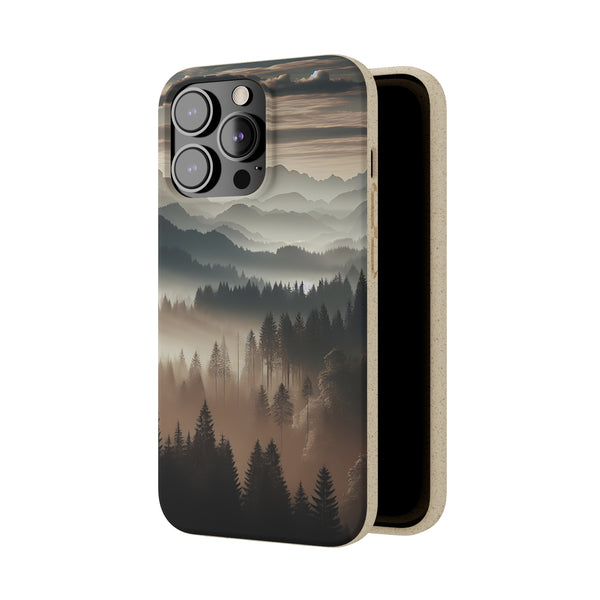 Biodegradable Cases, Eco-Friendly Phone Cover, Sustainable Tech Accessories, Mountain Tree Cloud Scenic View Case, Compostable Smartphone