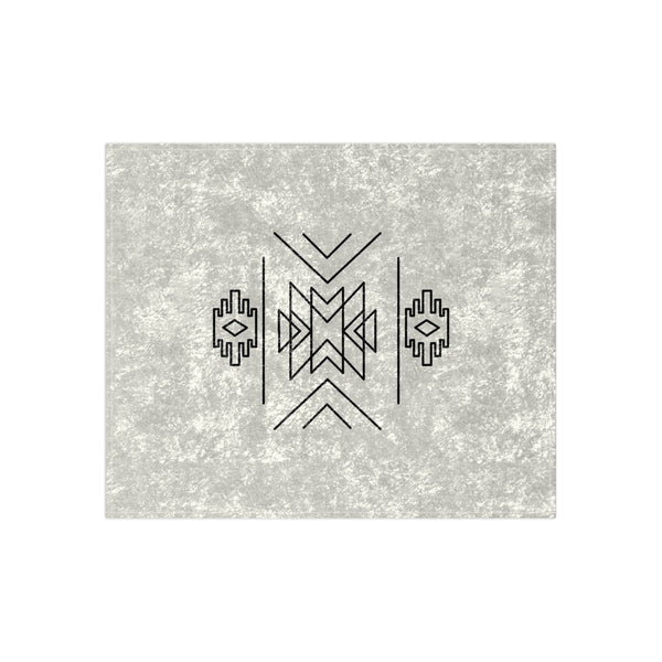 Crushed Velvet Blanket Aztec Motif Print, Boho Throw for Bedroom Living Room
