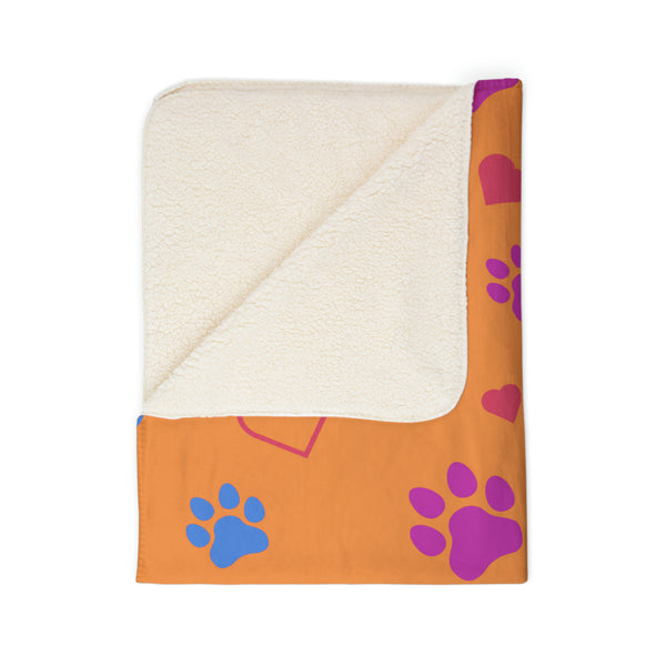 Dog Love Fleece Sherpa Blanket for Dog Lovers Throw Blanket
