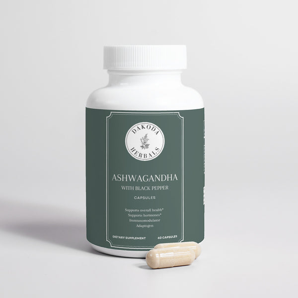 Ashwagandha with Black Pepper Supplent, 60 Capsules - Dakoda Herbals