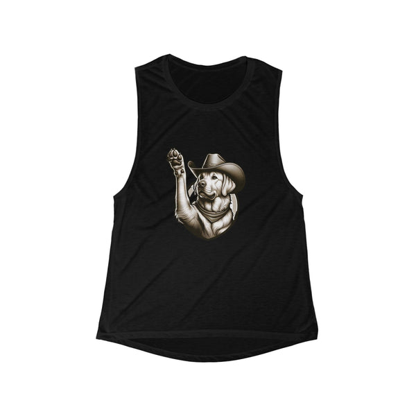 Cowboy Dog Women's Flowy Tank, Cute Animal Top, Summer Apparel, Gift for Dog Lovers, Casual Fashion, Farmhouse Style, Birthday Gift