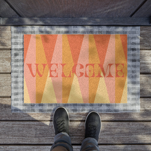 Retro Welcome Mat, Heavy Duty Door Mat Coir Mat