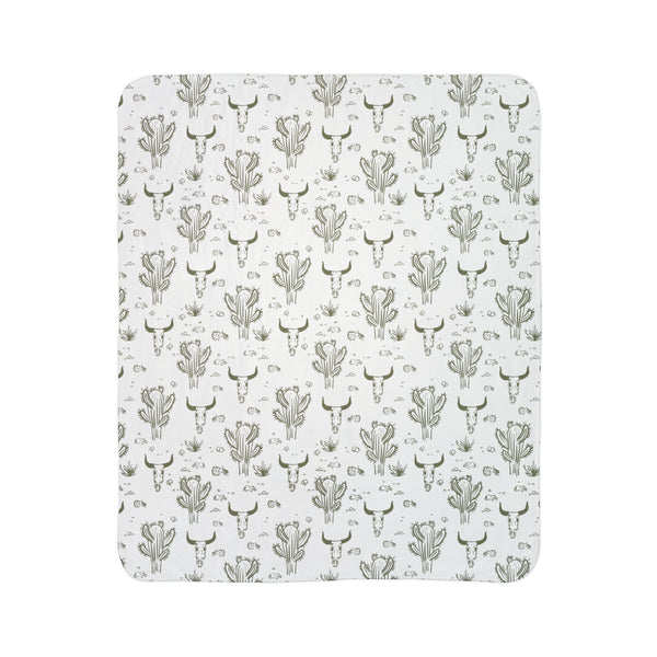 Throw Blanket Midwestern Cacti Fleece Sherpa Blanket