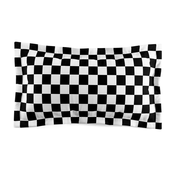 Checkered Pillow Case, Microfiber Pillow Sham Black White Checkered Print