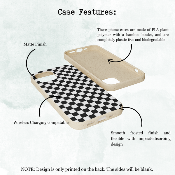 Biodegradable Checkered Phone Case for iPhone or Samsung Models