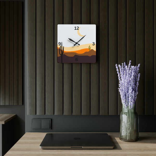Wall Clock Desert Serenity: Cacti Acrylic Wall Clock - Unique Southwestern Decor. Round or Square