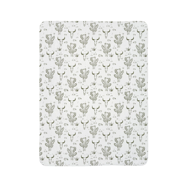 Throw Blanket Midwestern Cacti Fleece Sherpa Blanket