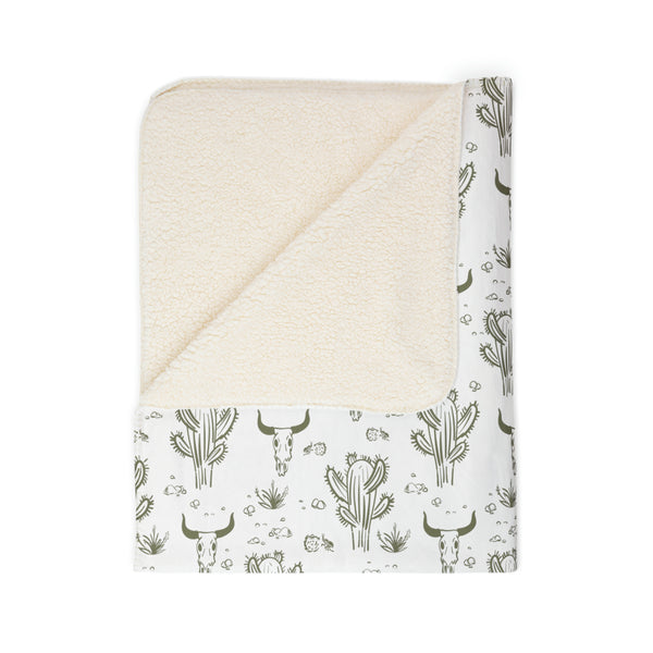 Throw Blanket Midwestern Cacti Fleece Sherpa Blanket