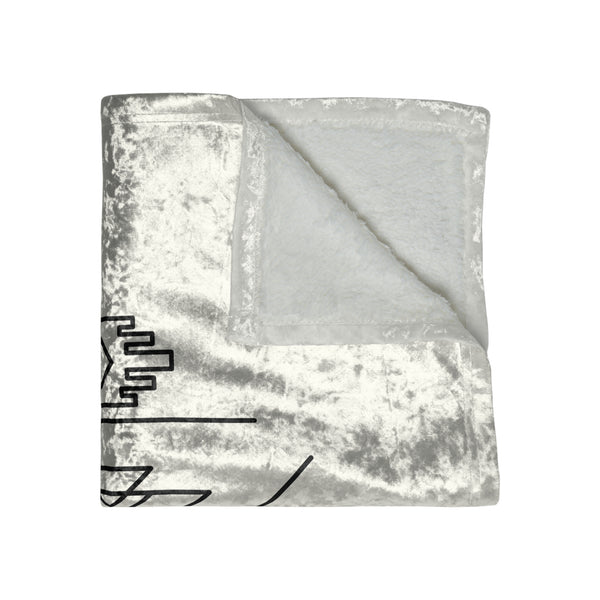 Crushed Velvet Blanket Aztec Motif Print, Boho Throw for Bedroom Living Room