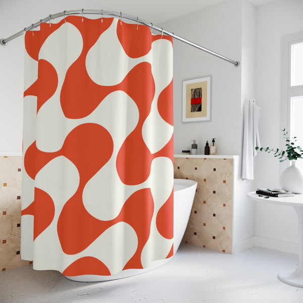 Mod Wave Shower Curtains for Bathroom Retro Curtain for Shower