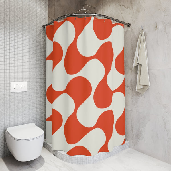 Mod Wave Shower Curtains for Bathroom Retro Curtain for Shower