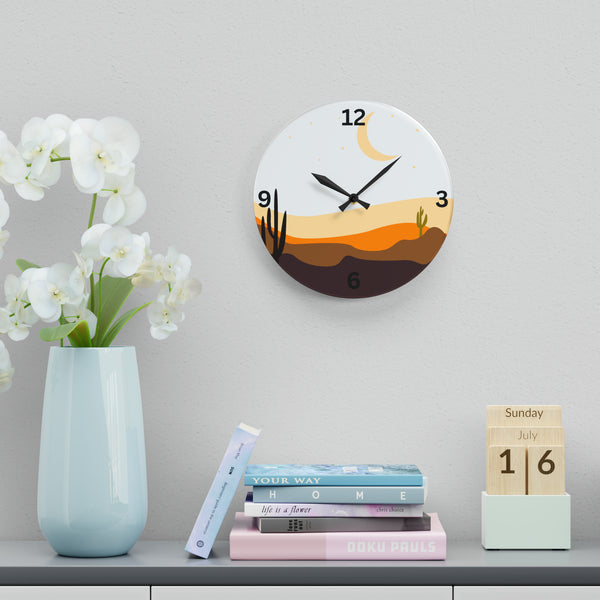 Wall Clock Desert Serenity: Cacti Acrylic Wall Clock - Unique Southwestern Decor. Round or Square