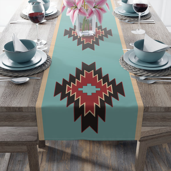 Table Runner for Dining Room Kitchen Southwestern Bohemian Rustic Design Cotton or Polyester Two Size Options