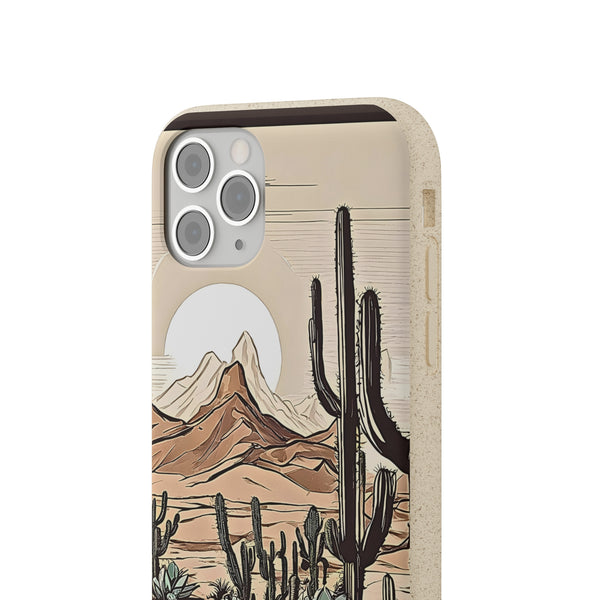 Phone Case, Rustic Desert Scene iPhone Samsung Biodegradable Cover - Eco-Friendly Sustainable Cactus Print, Arizona Joshua Tree Gift