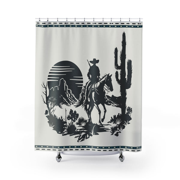 Western Shower Curtain 71" x 74" One-Side Print, Durable 100% Polyester, Water Repellent with Hook Holes, Bathroom Decor