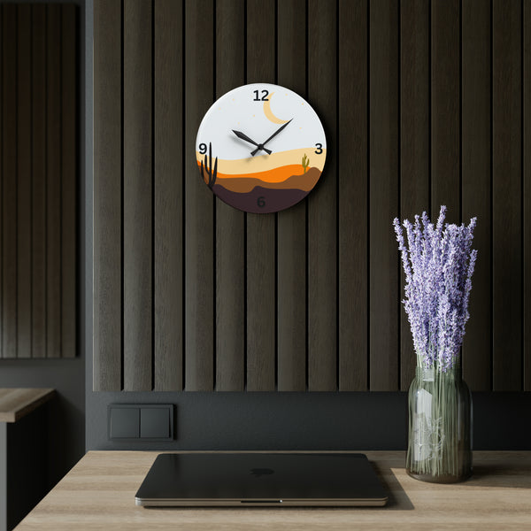 Wall Clock Desert Serenity: Cacti Acrylic Wall Clock - Unique Southwestern Decor. Round or Square
