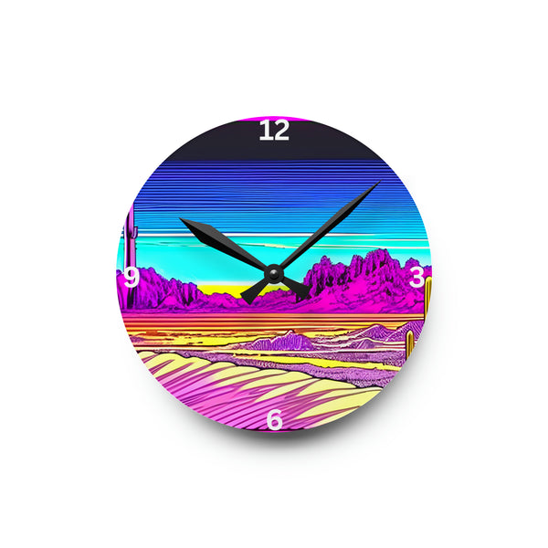 Wall Clock Acrylic Retro Desert Pop Art - Square or Circle
