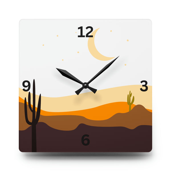Wall Clock Desert Serenity: Cacti Acrylic Wall Clock - Unique Southwestern Decor. Round or Square