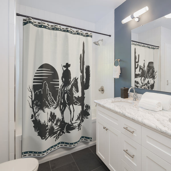 Western Shower Curtain 71" x 74" One-Side Print, Durable 100% Polyester, Water Repellent with Hook Holes, Bathroom Decor
