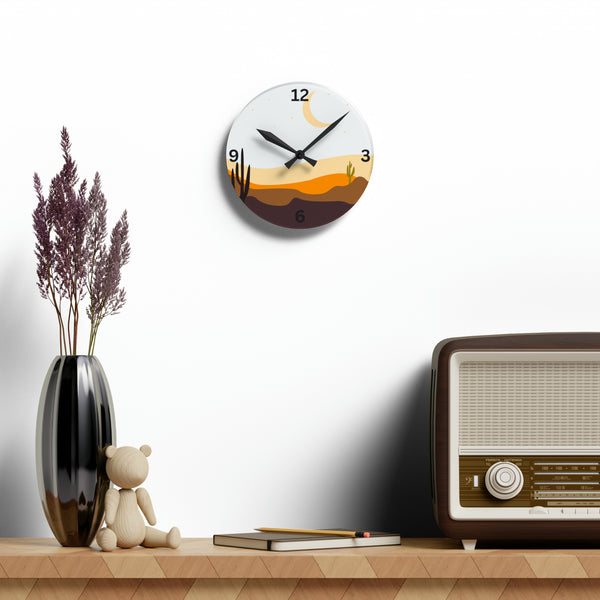 Wall Clock Desert Serenity: Cacti Acrylic Wall Clock - Unique Southwestern Decor. Round or Square