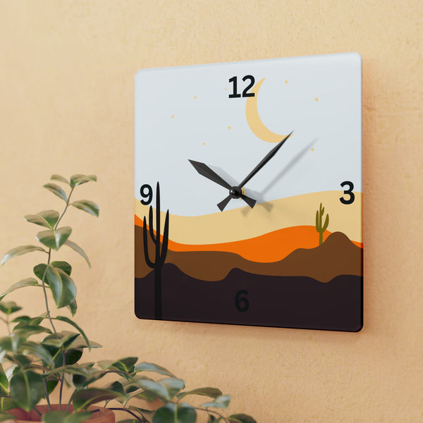 Wall Clock Desert Serenity: Cacti Acrylic Wall Clock - Unique Southwestern Decor. Round or Square