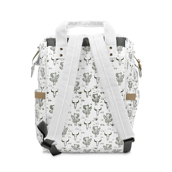 Western Diaper Backpack Bag Cacti Cow Print Multifunctional Baby Bag for Diapers and Accessories