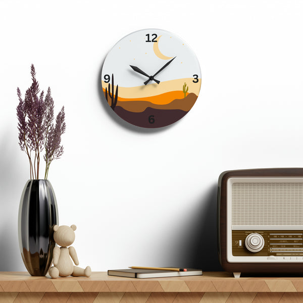 Wall Clock Desert Serenity: Cacti Acrylic Wall Clock - Unique Southwestern Decor. Round or Square