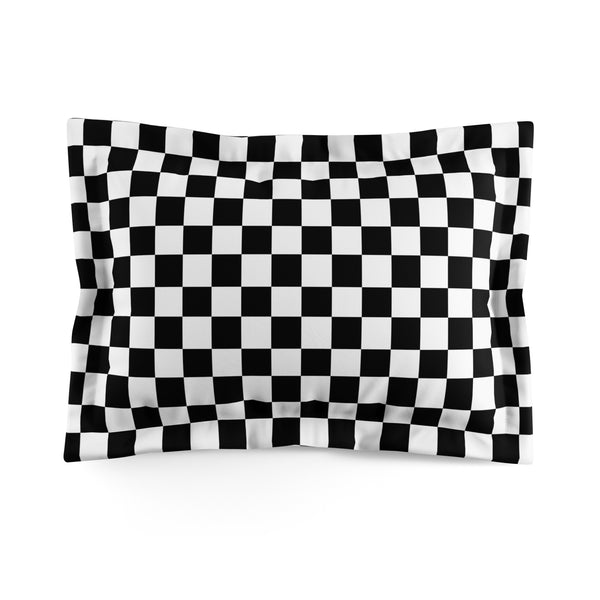 Checkered Pillow Case, Microfiber Pillow Sham Black White Checkered Print