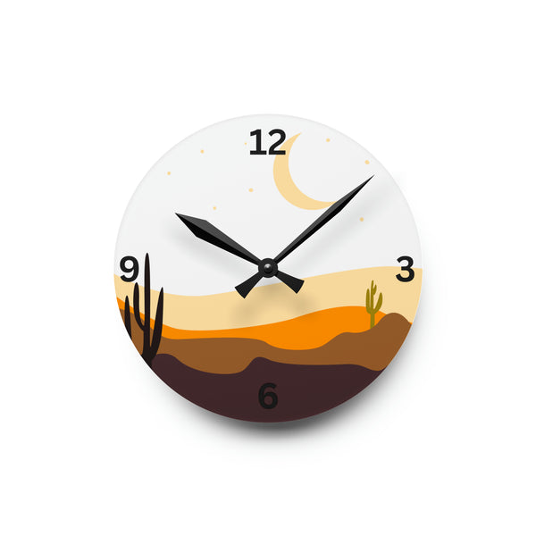 Wall Clock Desert Serenity: Cacti Acrylic Wall Clock - Unique Southwestern Decor. Round or Square